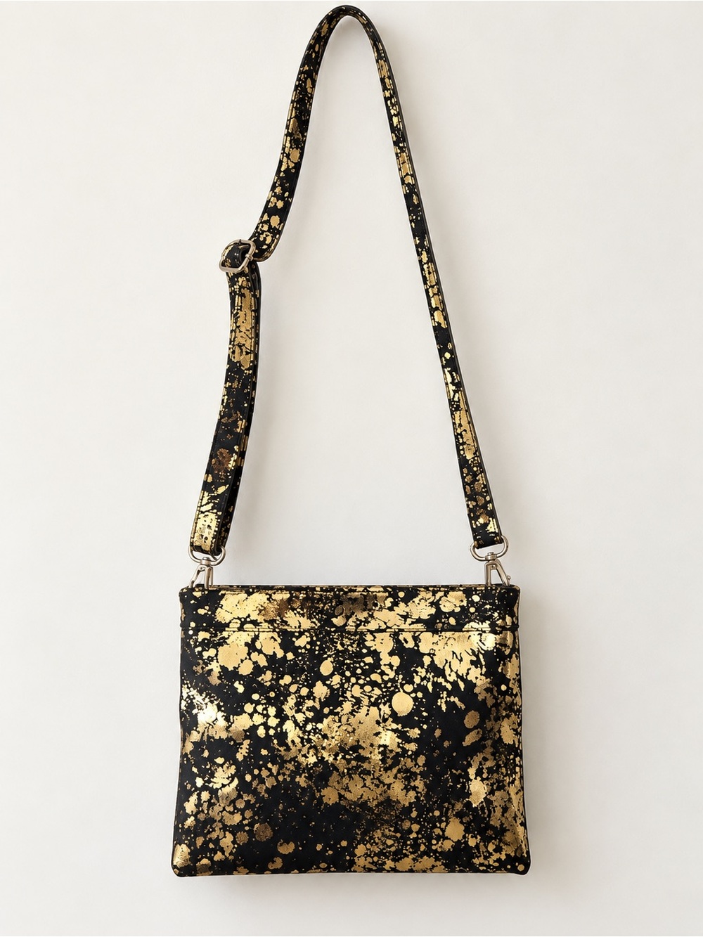 Cofi black w gold splatter Crossbody Bag, adjustable strap, like new